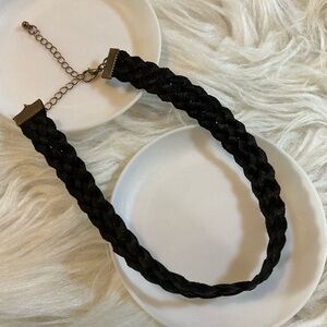 Vintage black braided choker necklace